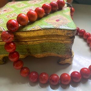 Red Sponge Coral Necklace.